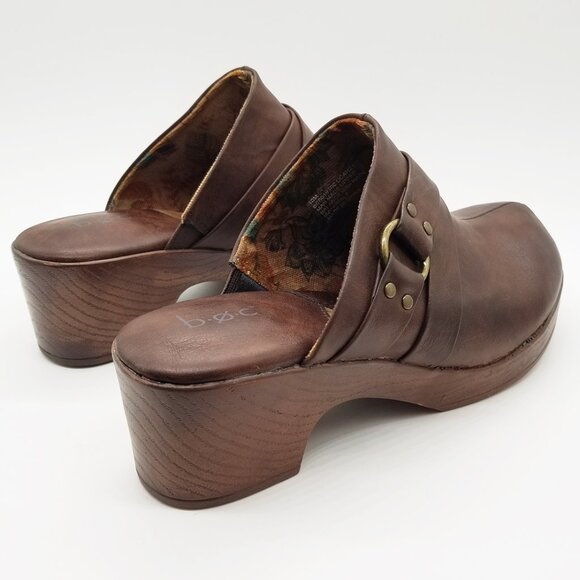 B.O.C. Women's 10M Comfort Slip On Clog Platform Shoes Brown Equestrian Cushion - Picture 8 of 16